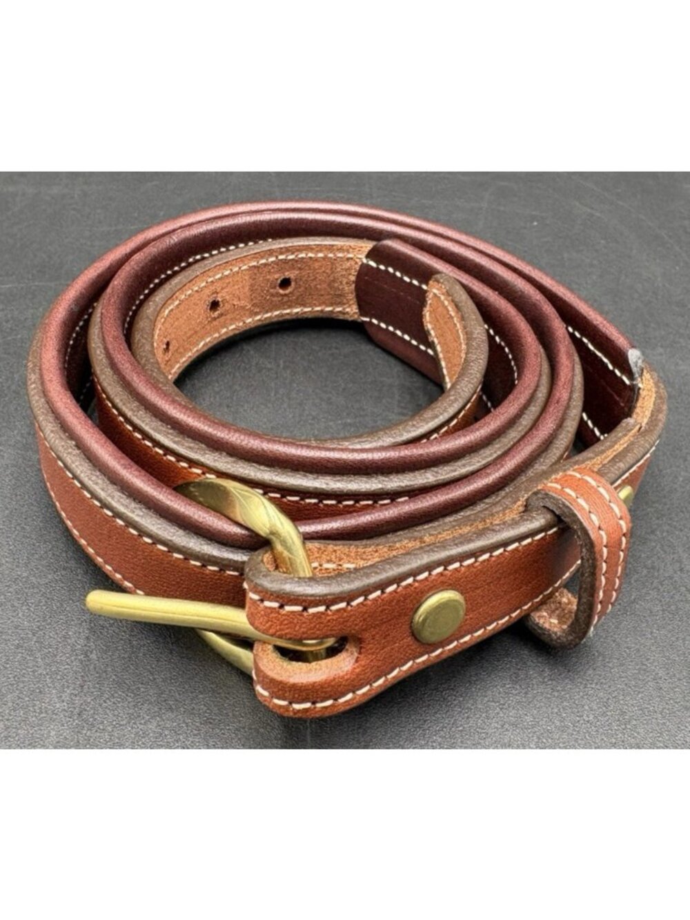 Tory Belt Women's Brown Leather English Bridle Size 30 Brass Buckle Made in USA